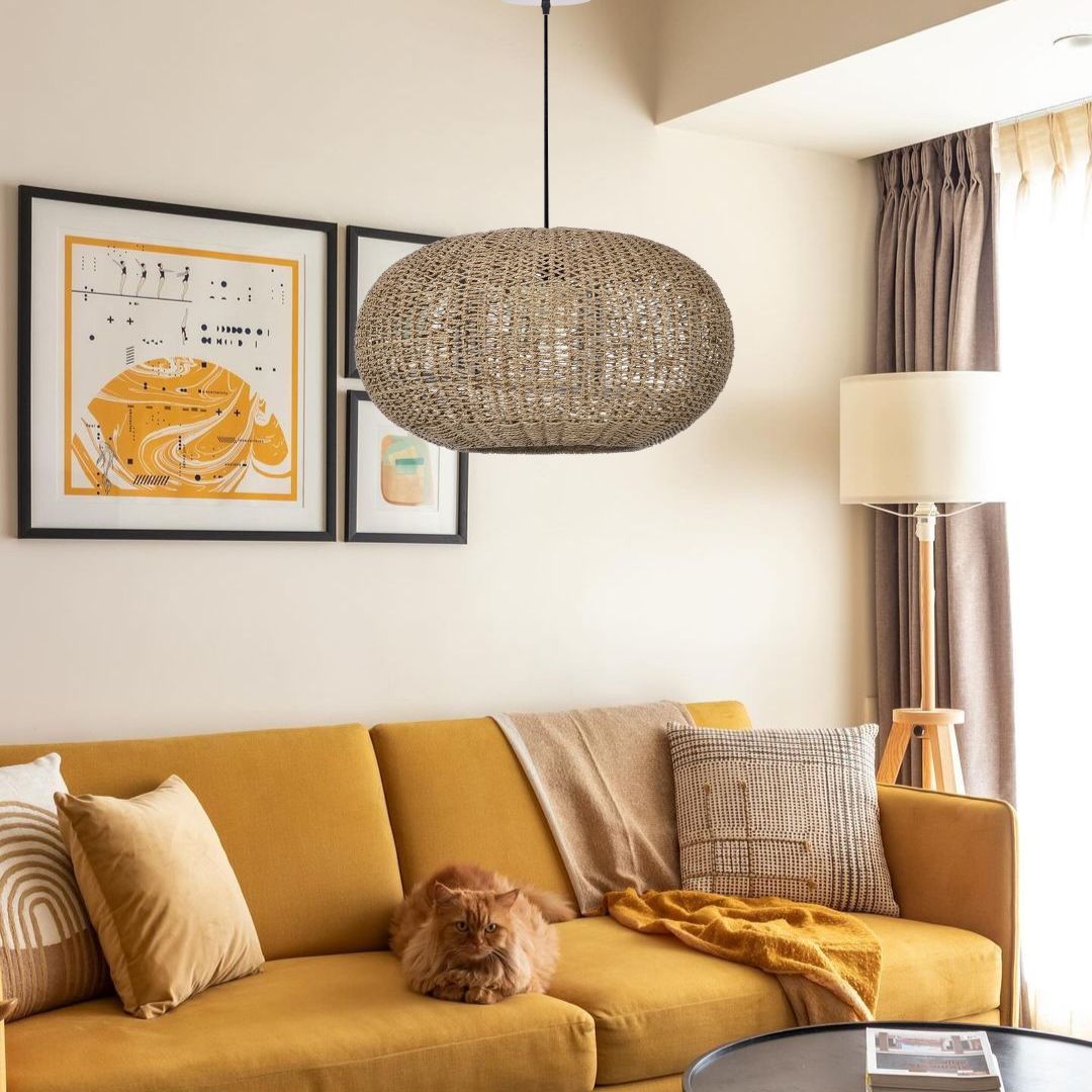 Vintage straw pendant light