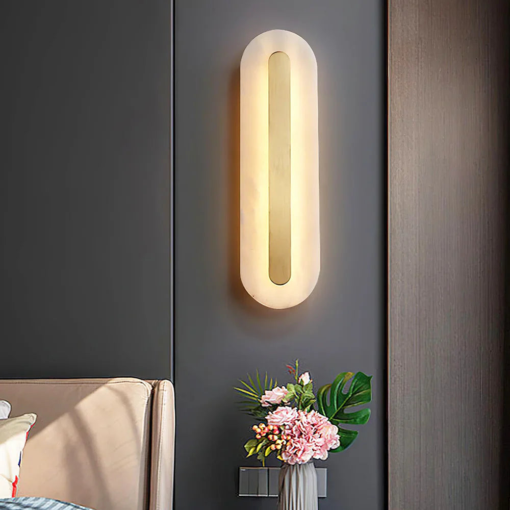 Alabaster Oval Wall Light