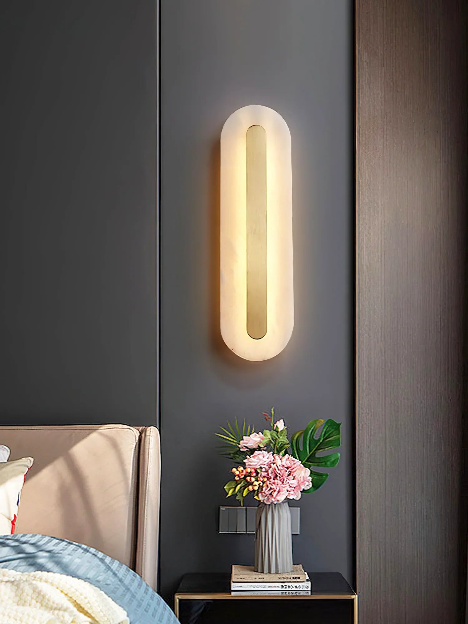 Alabaster Oval Wall Light