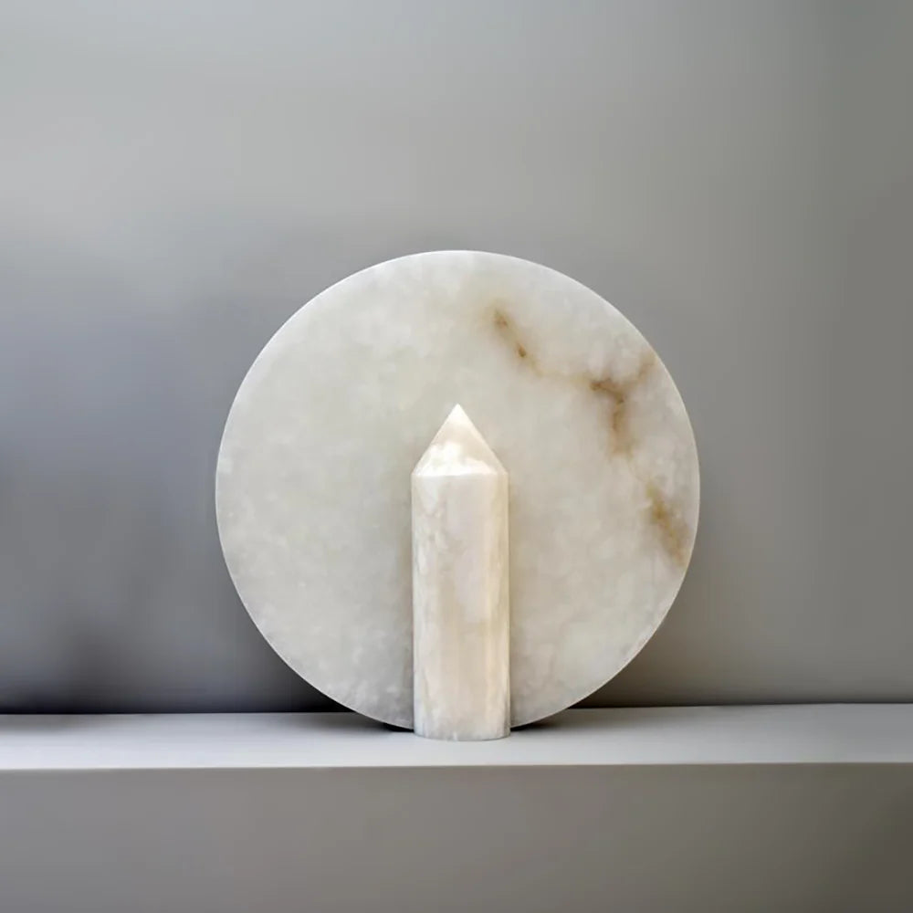 Alabaster Modern Disc Table Lamp