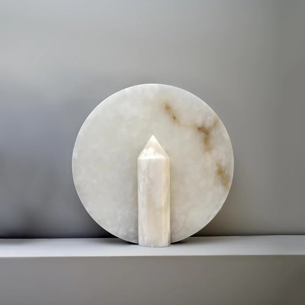 Alabaster Modern Disc Table Lamp