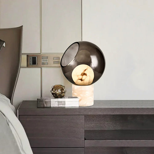 Alabaster Modern Smoked Glass Table Lamp