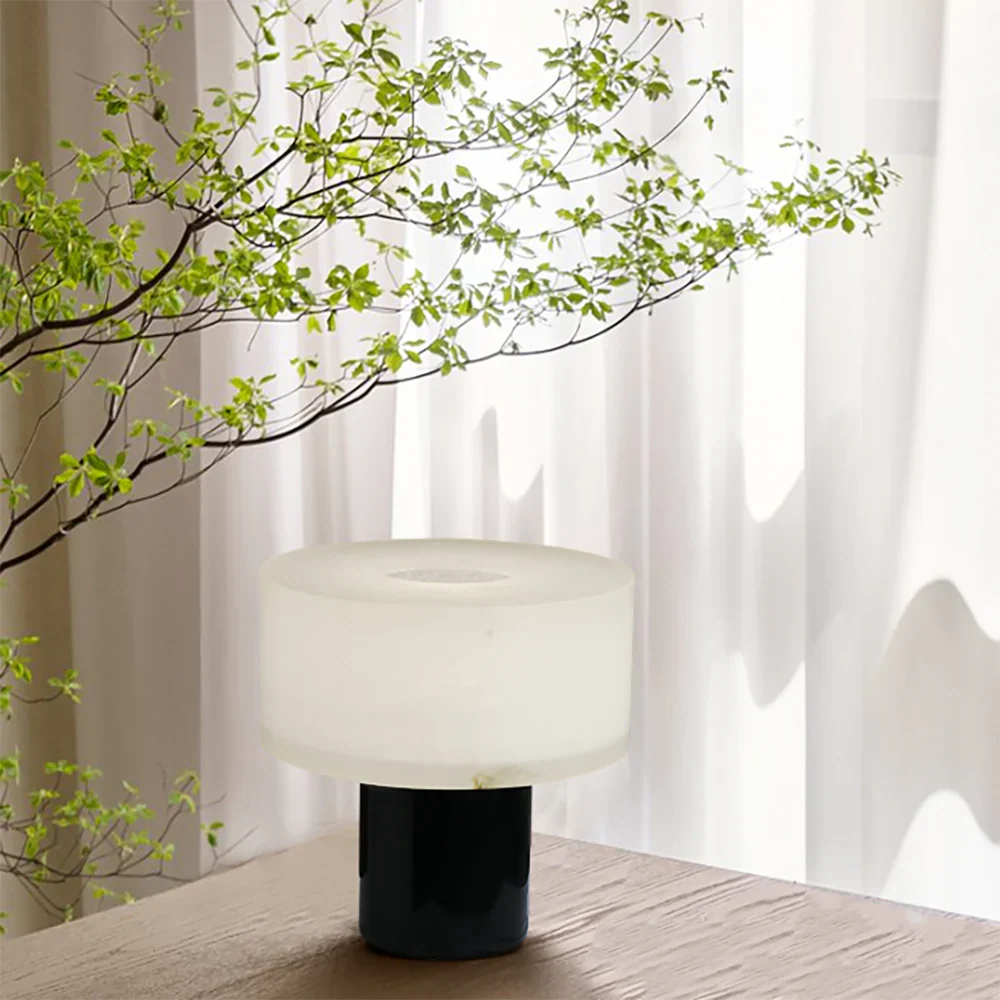 Alabaster Solid Cylindrical Table Lamp