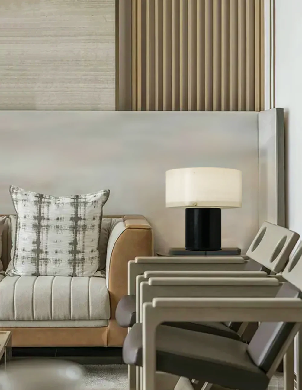 Alabaster Solid Cylindrical Table Lamp