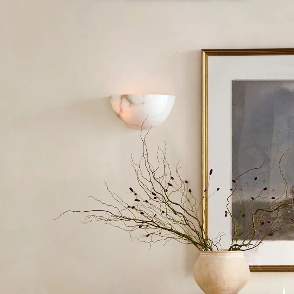 Alabaster Windham Half Bowl Wall Sconce
