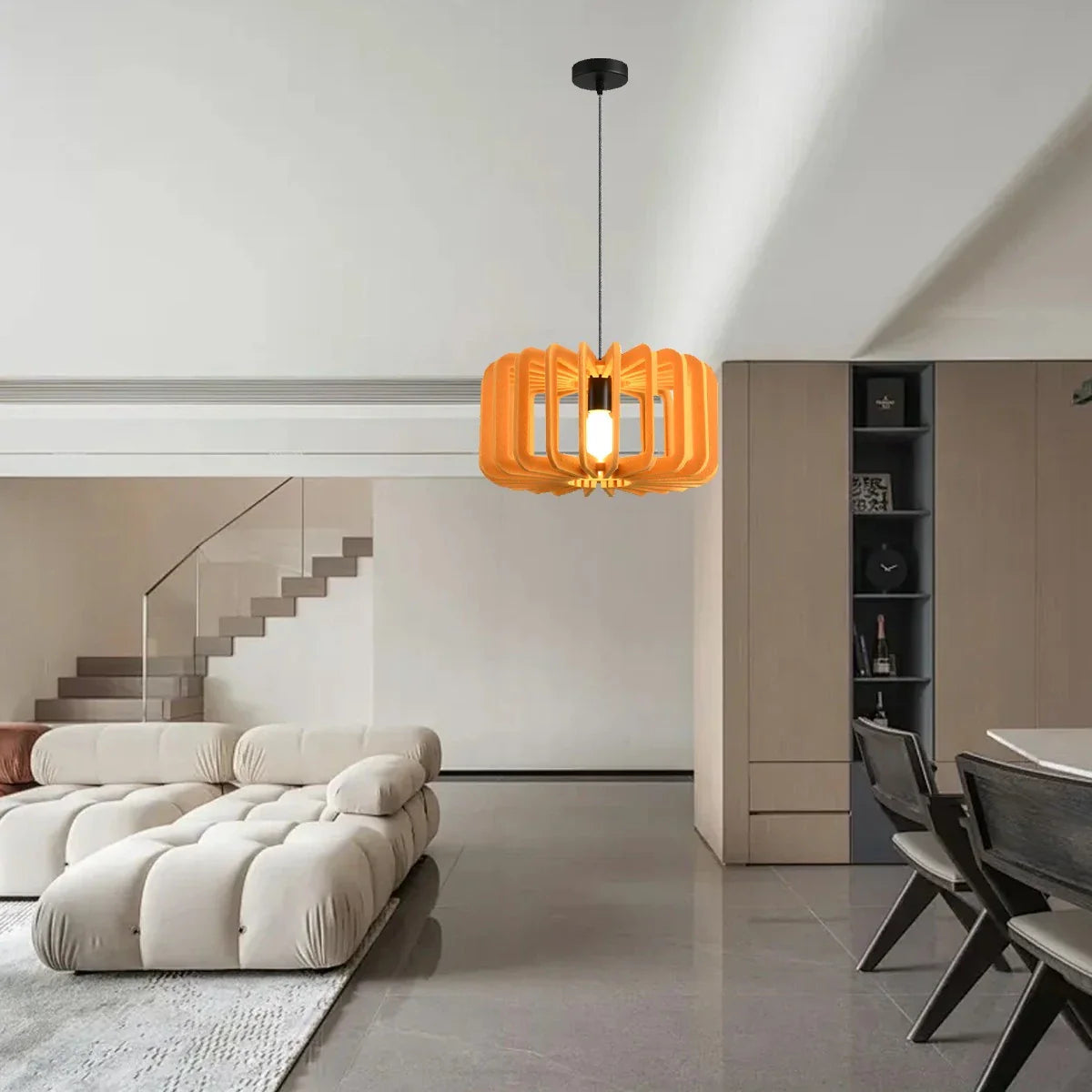 Column Shaped Birdcage Acoustic Pendant Light