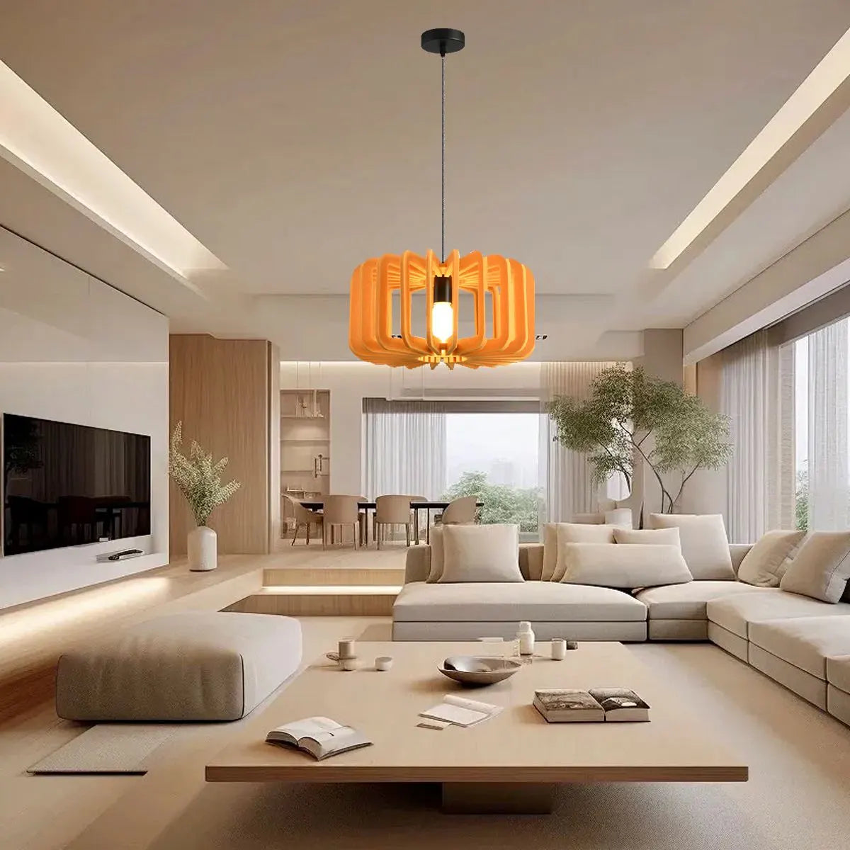 Column Shaped Birdcage Acoustic Pendant Light