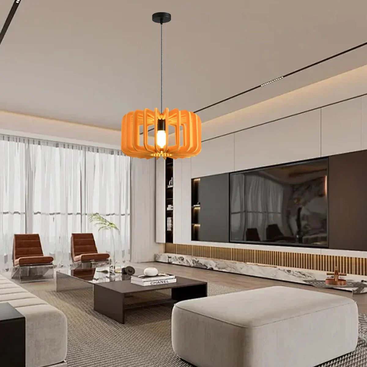 Column Shaped Birdcage Acoustic Pendant Light