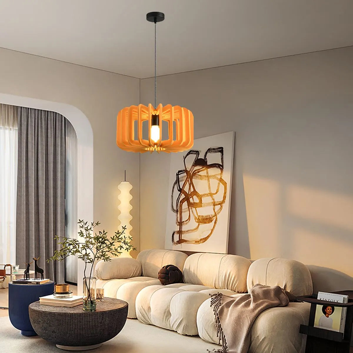 Column Shaped Birdcage Acoustic Pendant Light