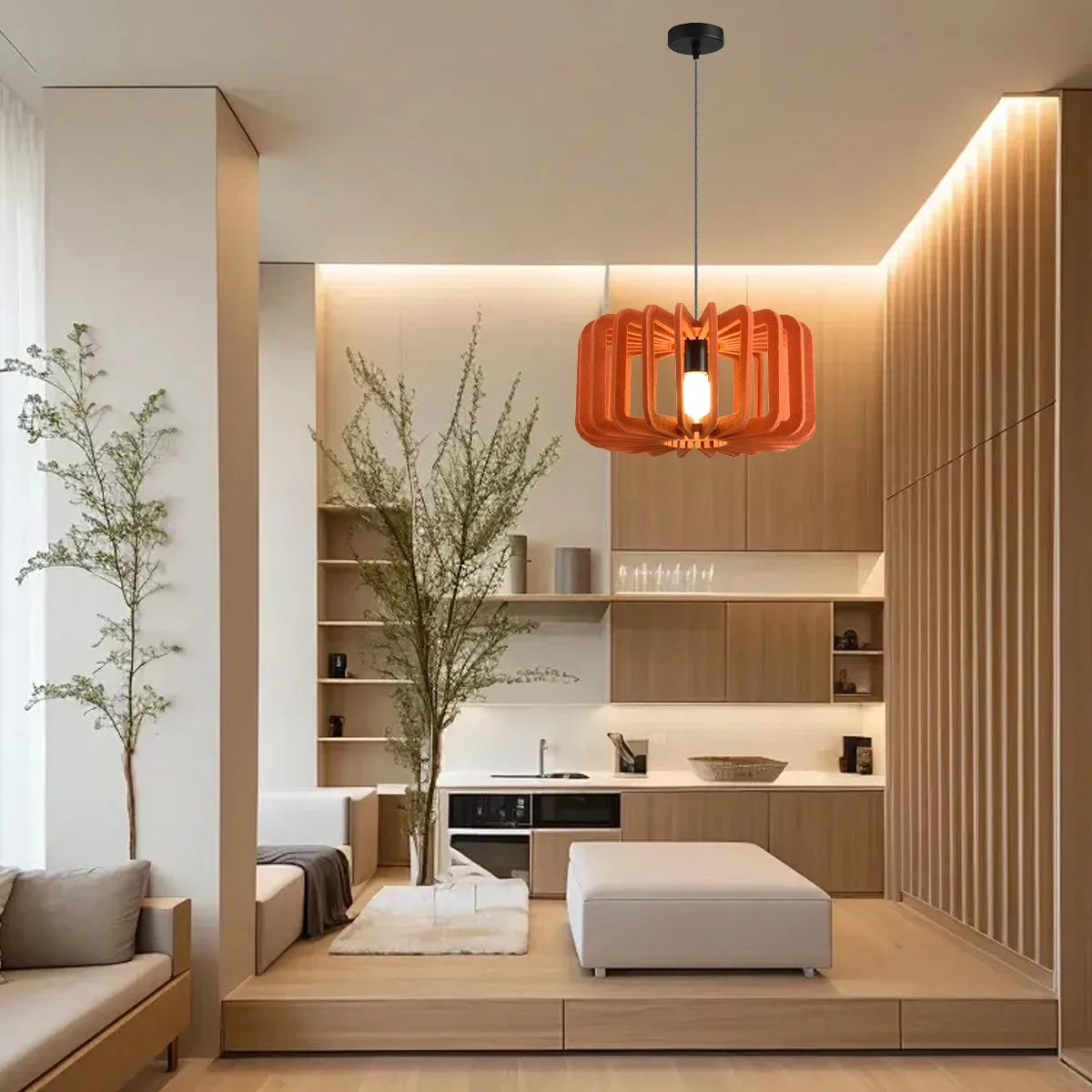 Column Shaped Birdcage Acoustic Pendant Light
