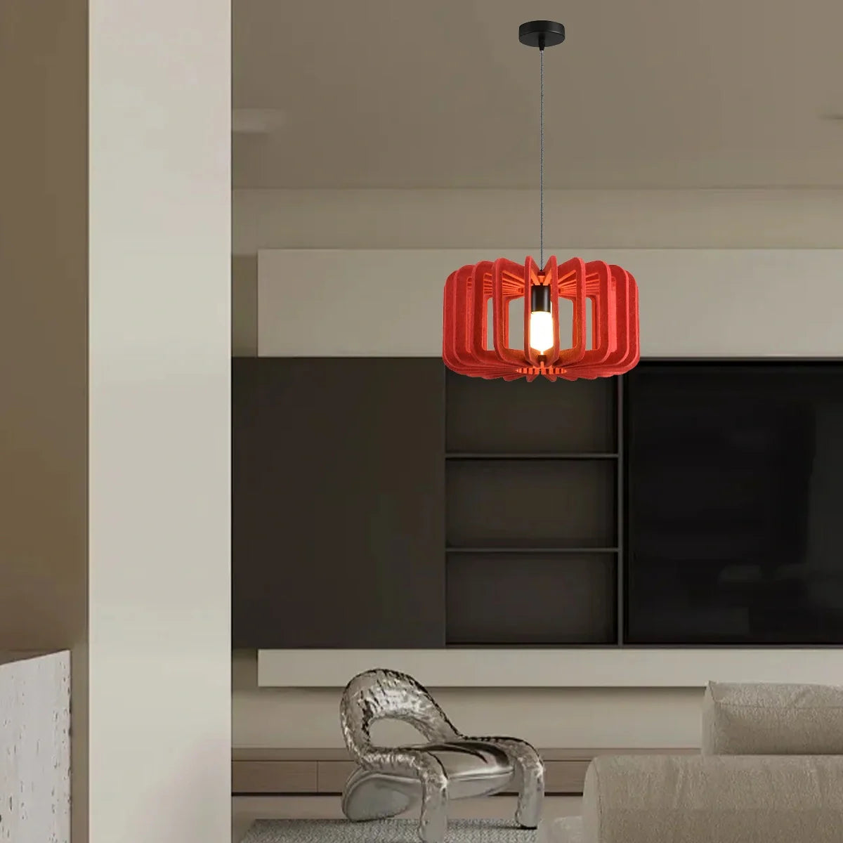 Column Shaped Birdcage Acoustic Pendant Light