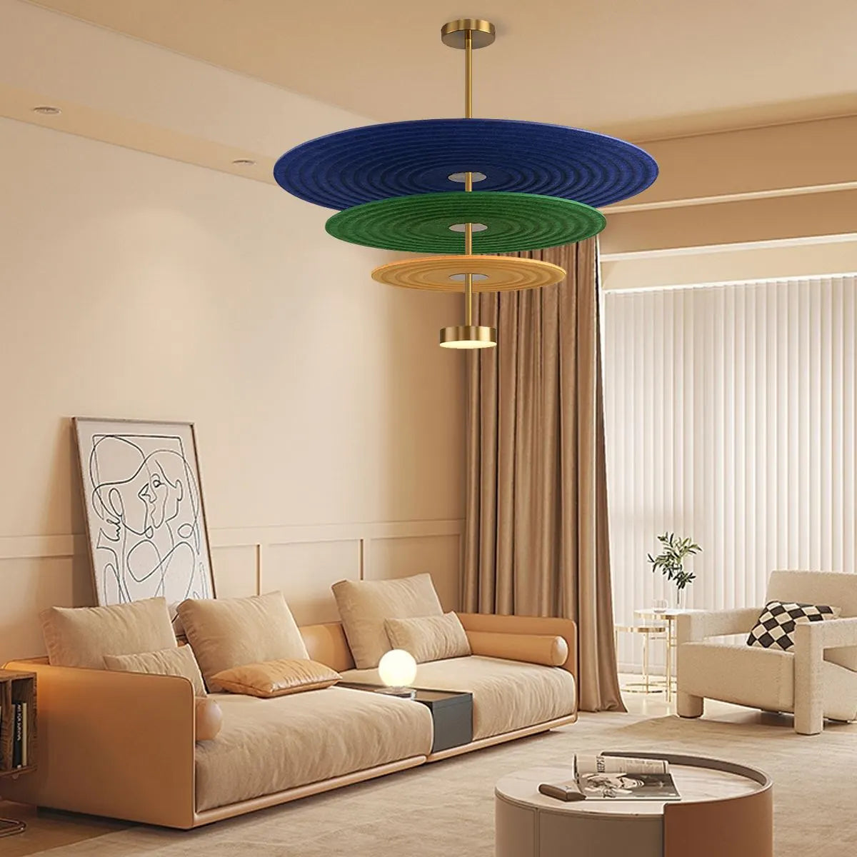 Three Layer Disk Acoustic Chandelier