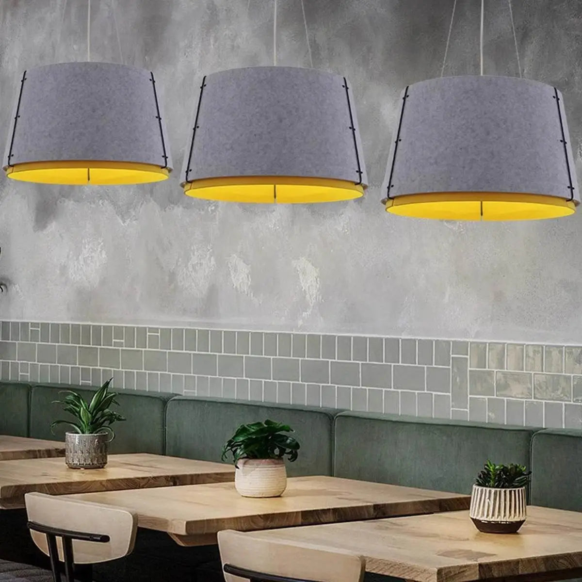 Double Layer Circular Acoustic Pendant Light for Office