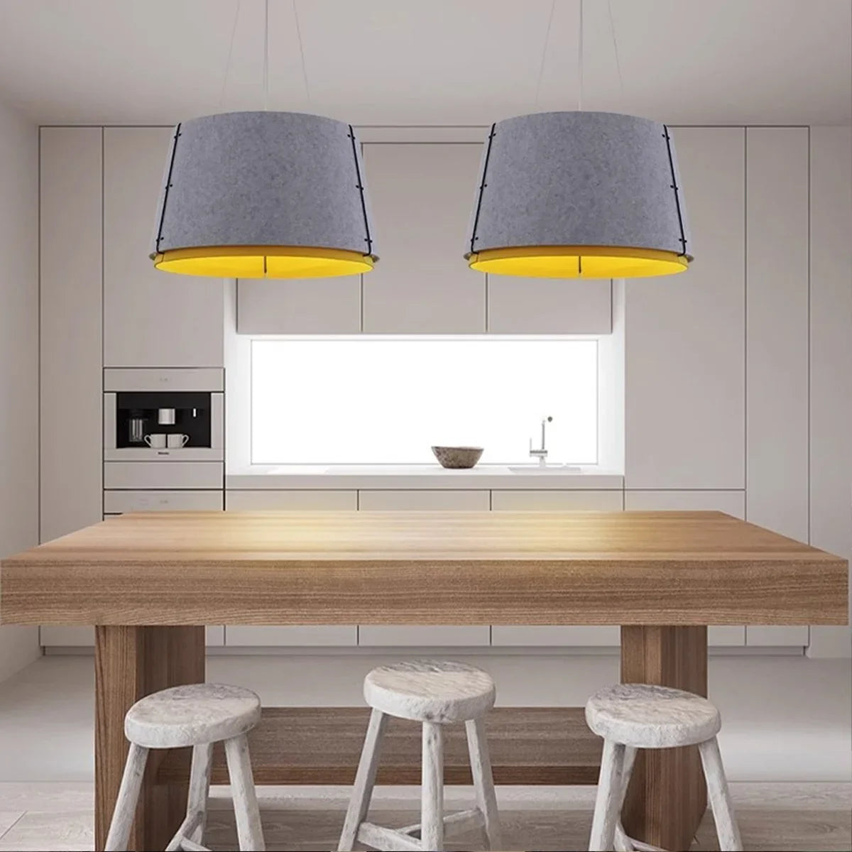 Double Layer Circular Acoustic Pendant Light for Office
