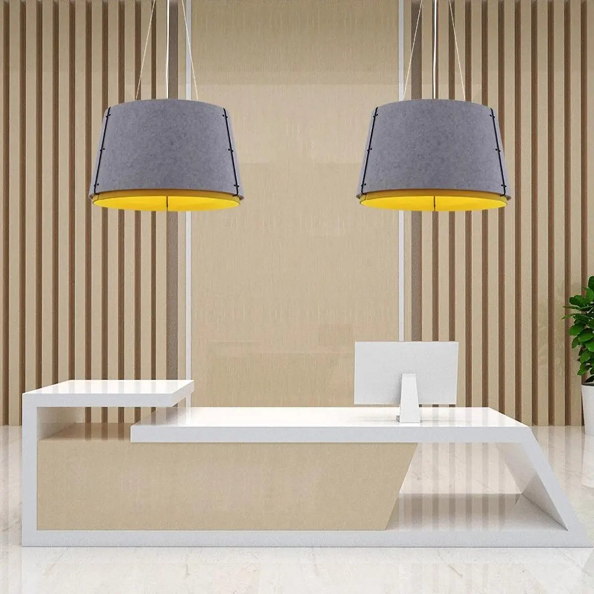 Double Layer Circular Acoustic Pendant Light for Office