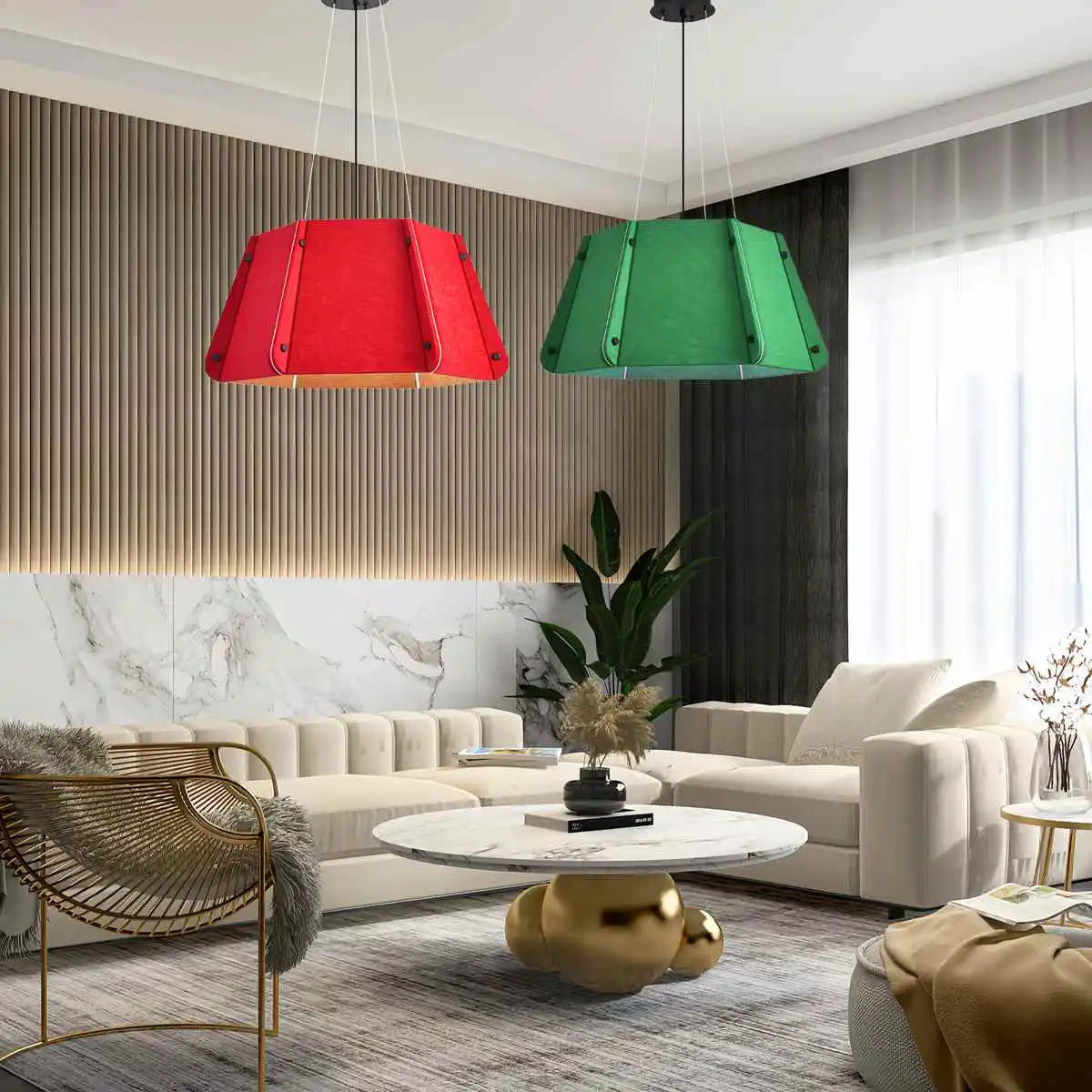 Outward Turning Circular Cone Acoustic Pendant Light