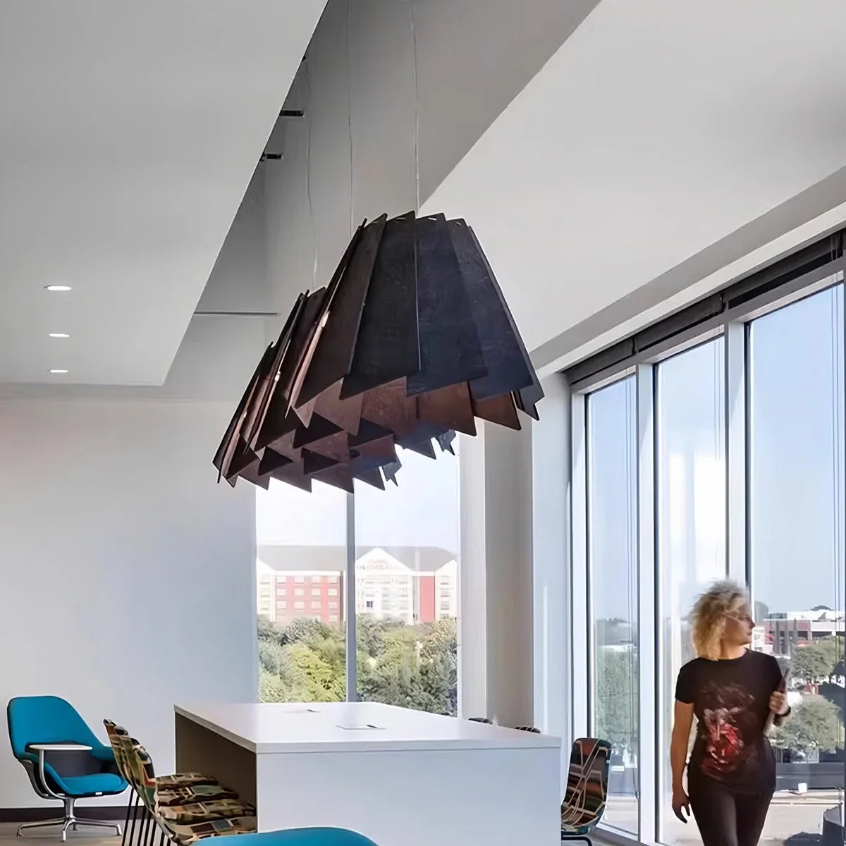 Rotating Leaf Acoustic Pendant Light for Living Room Office