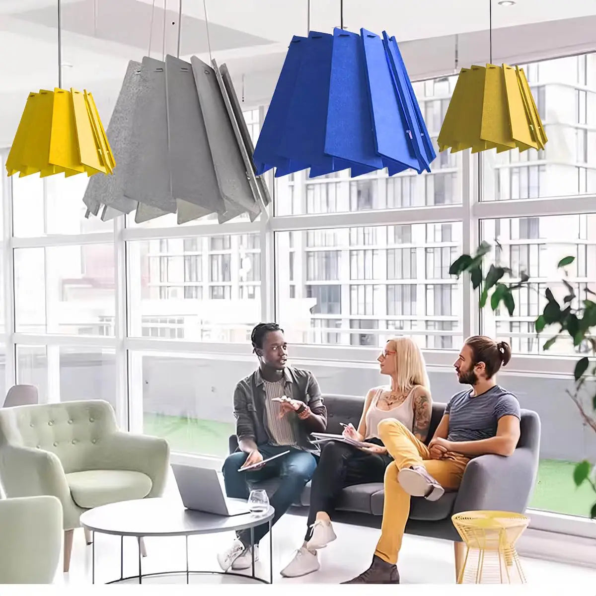 Rotating Leaf Acoustic Pendant Light for Living Room Office