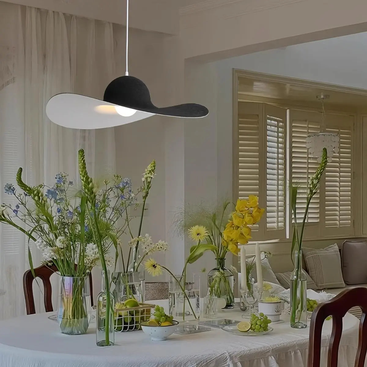 Straw Hat Acoustic Pendant Light for Dining room Living room
