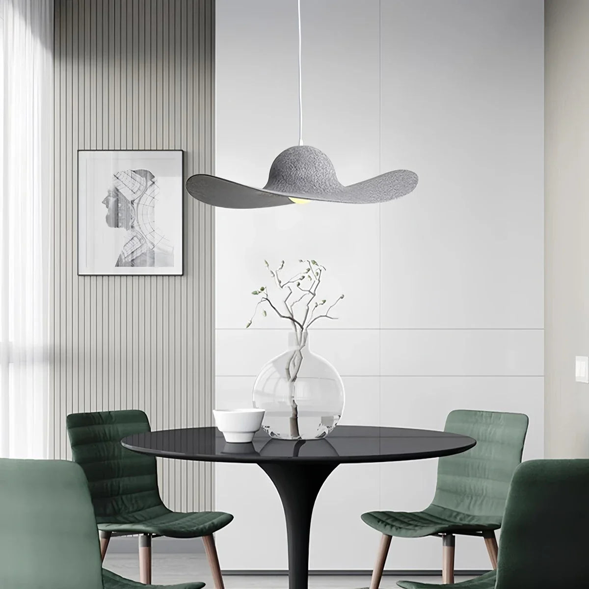 Straw Hat Acoustic Pendant Light for Dining room Living room