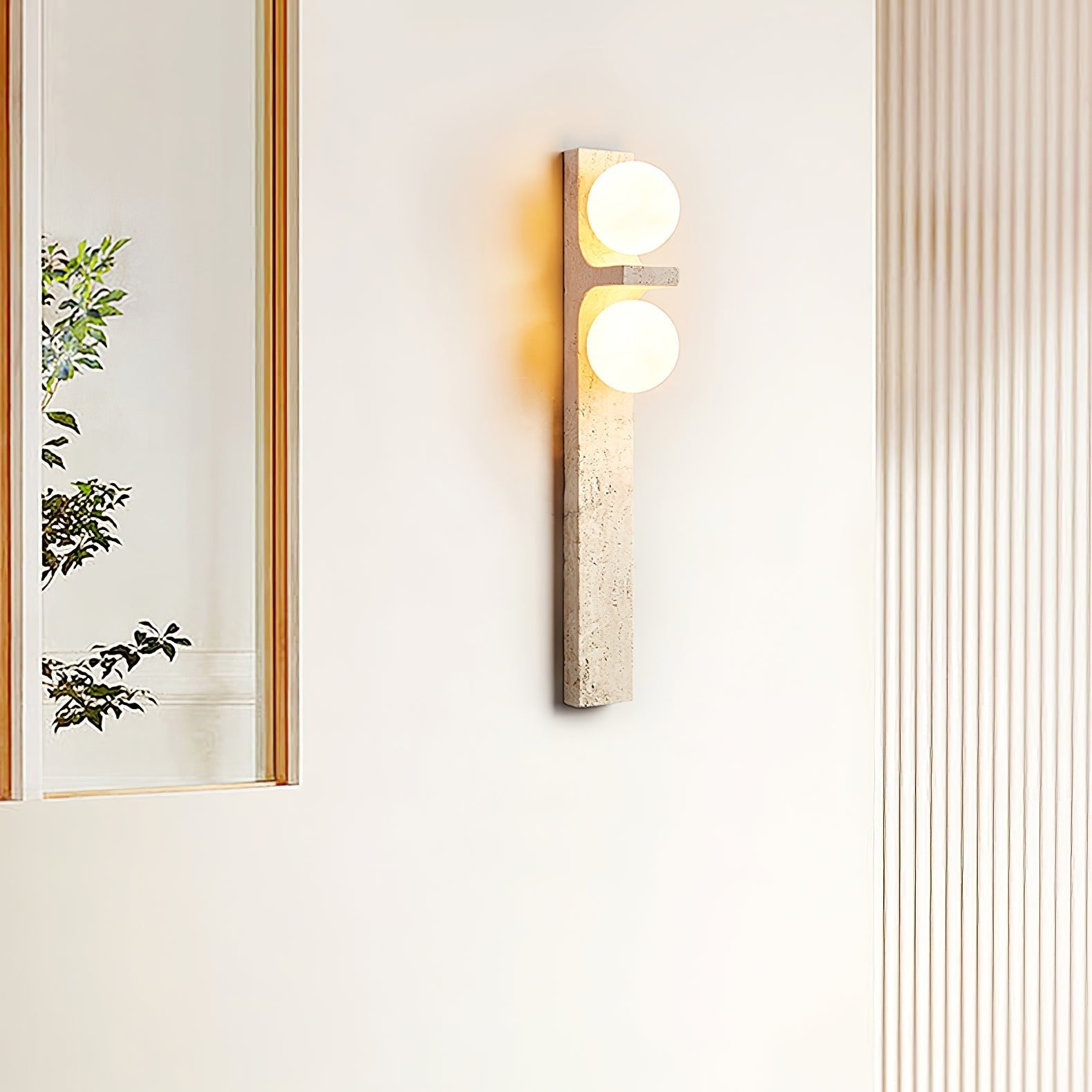 Asymmetrical Travertine Wall Sconce