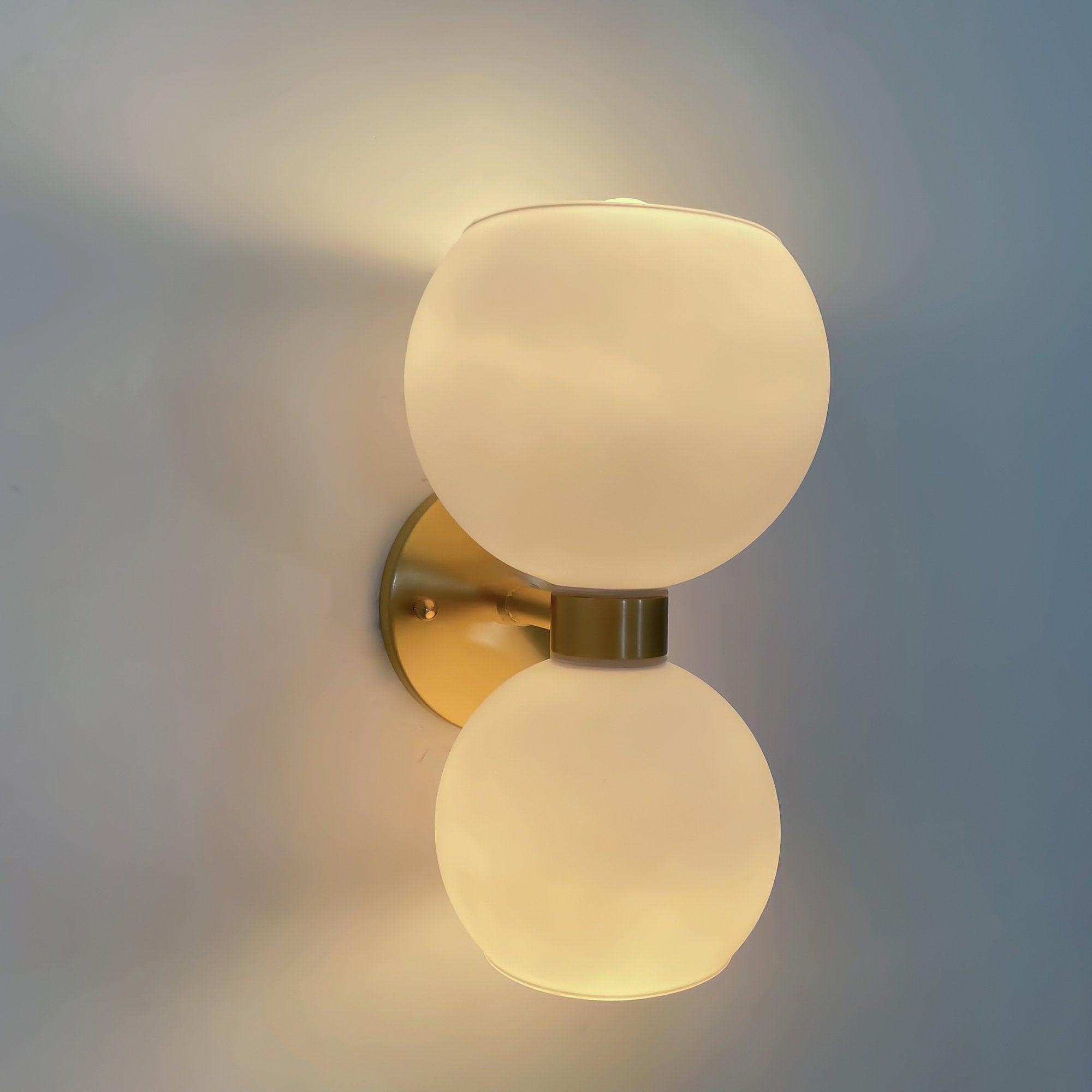 Round White Glass Bedroom Wall Lamp