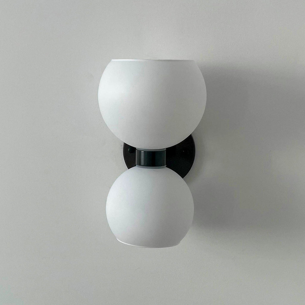 Round White Glass Bedroom Wall Lamp