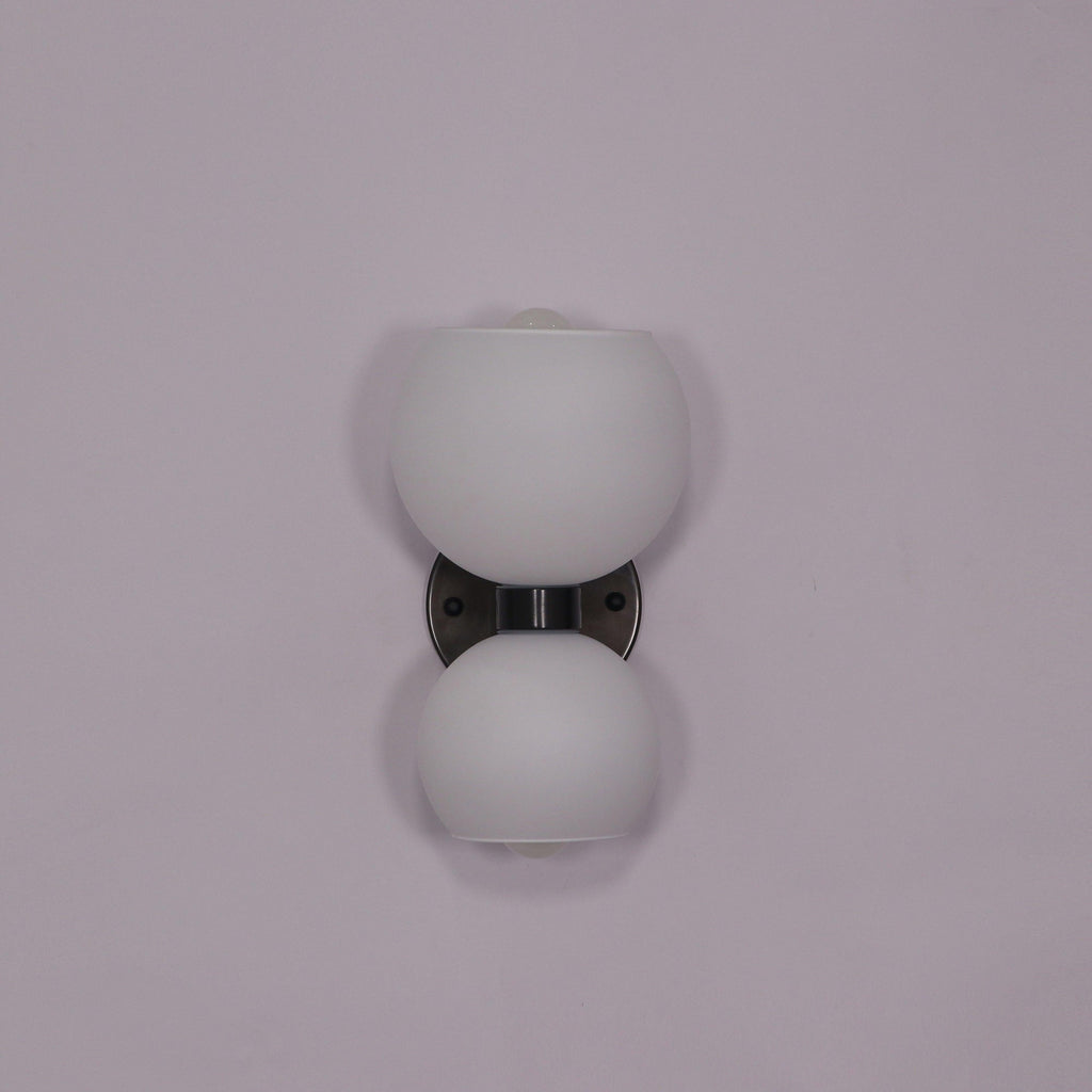 Round White Glass Bedroom Wall Lamp