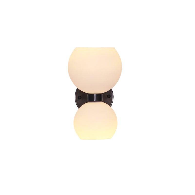 Round White Glass Bedroom Wall Lamp