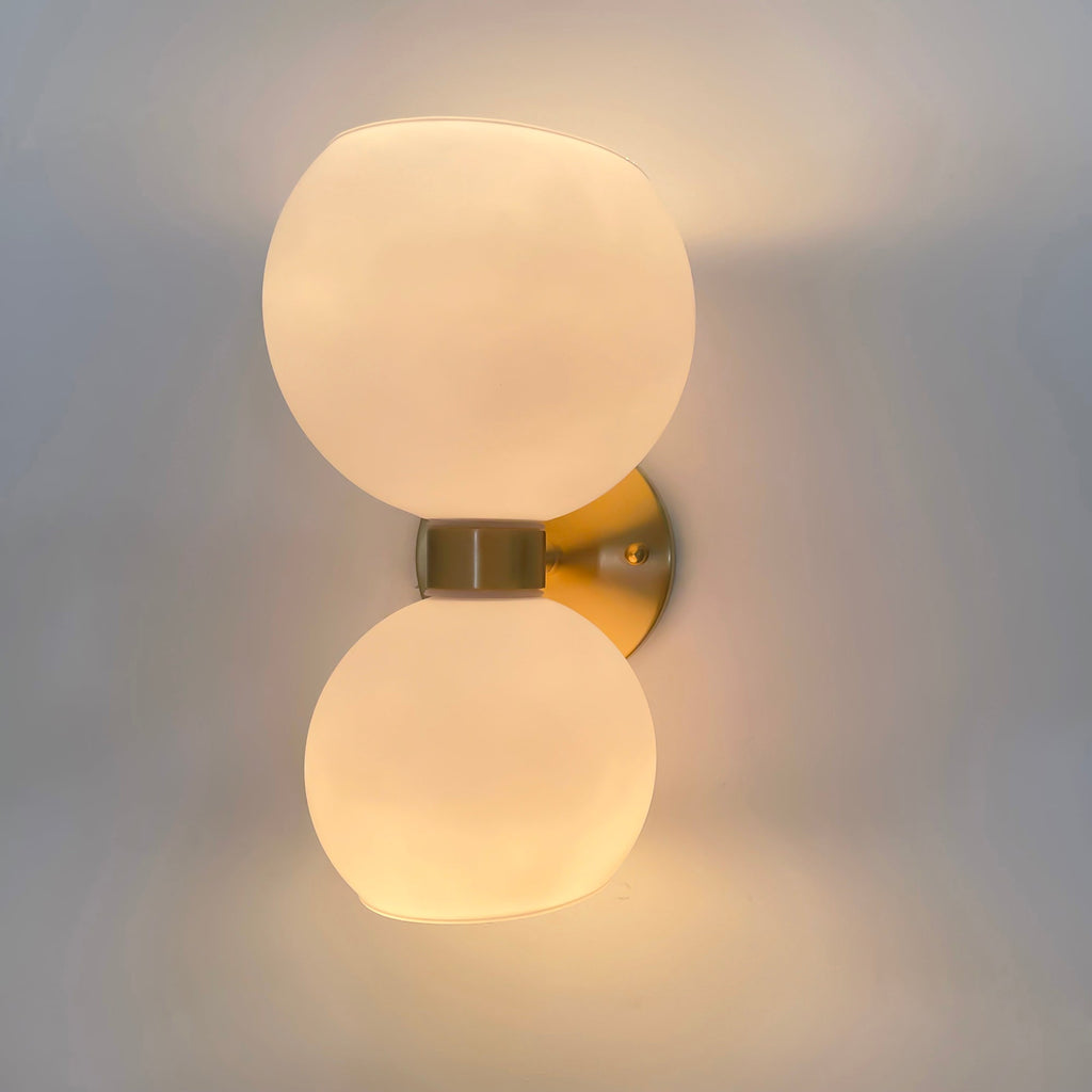 Round White Glass Bedroom Wall Lamp