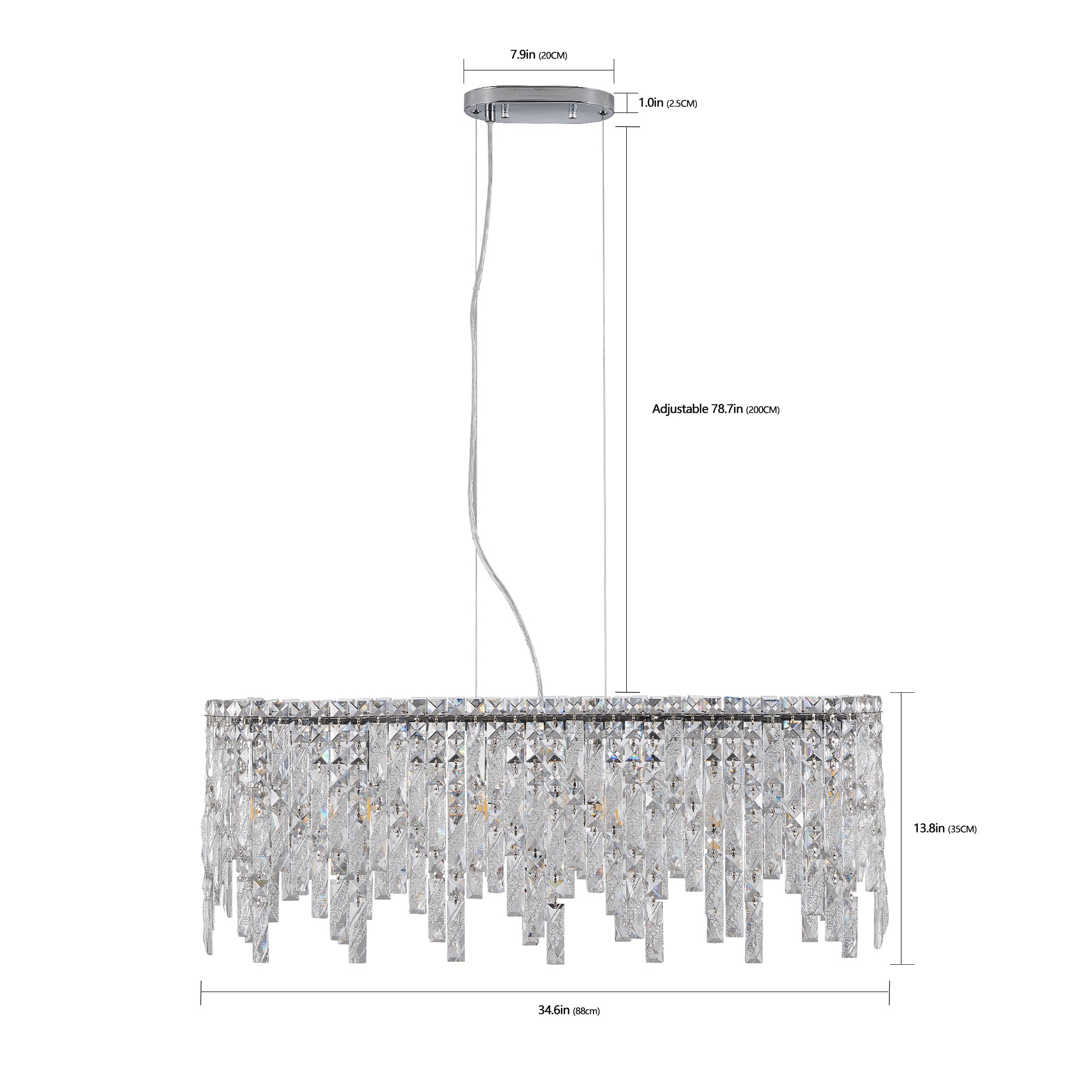 24"/35" Modern Round/Oval Crystal Chandelier