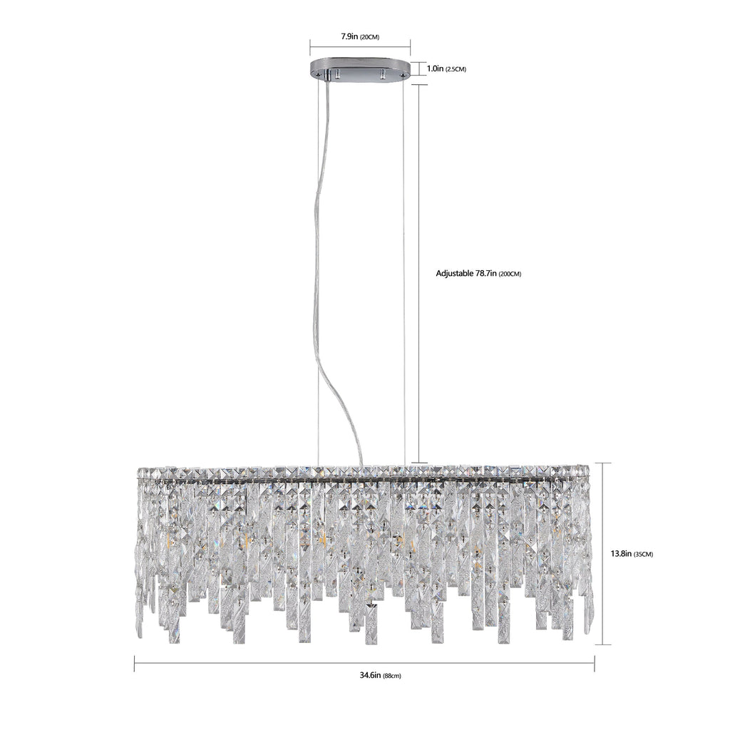 24"/35" Modern Round/Oval Crystal Chandelier