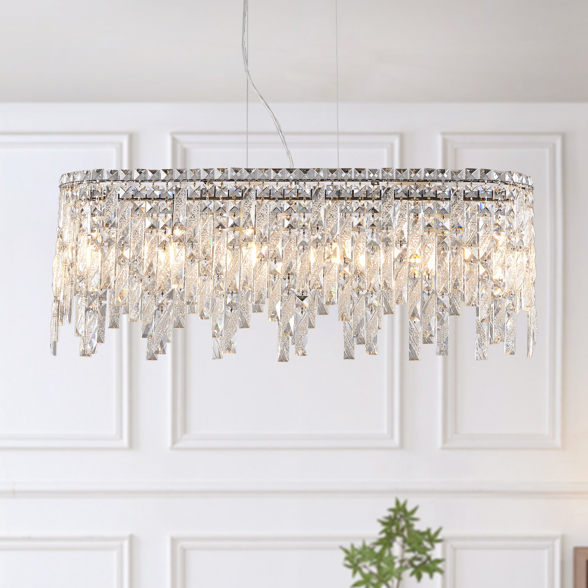 24"/35" Modern Round/Oval Crystal Chandelier