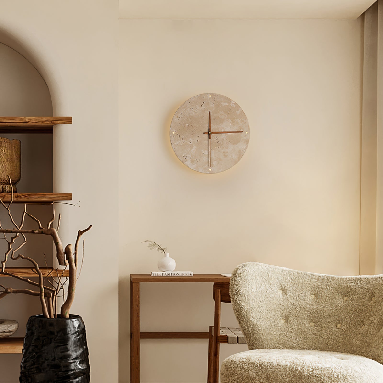 Clock Travertine Wall Lamp