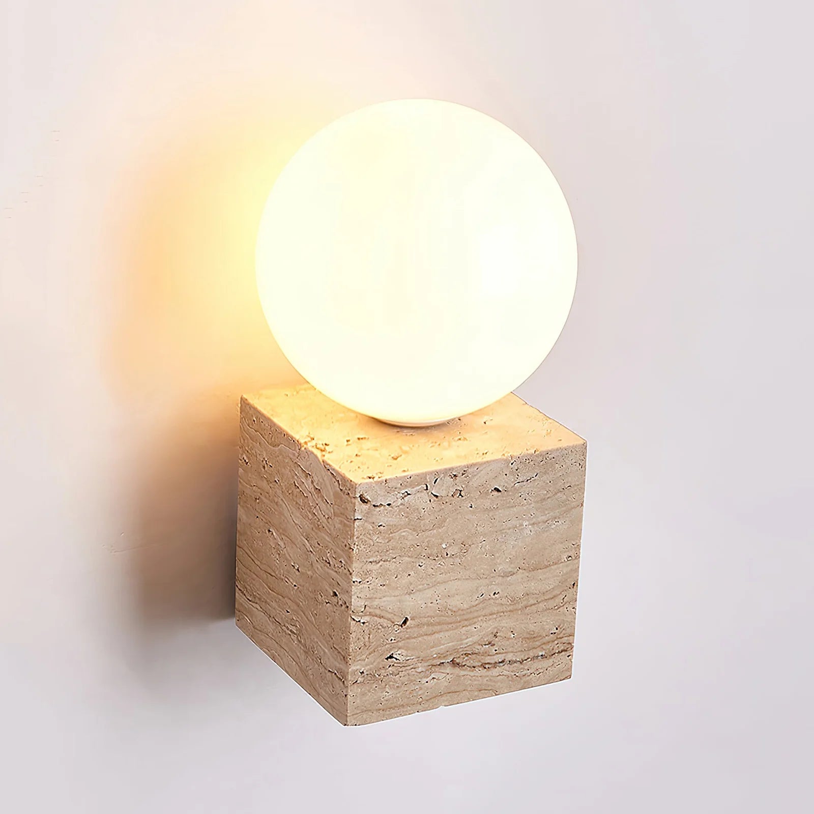 Cube Stone Travertine Wall Lamp
