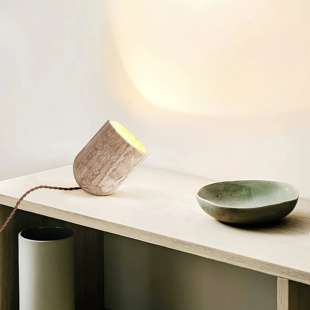 Cylinder Amidori Travertine Table Lamp