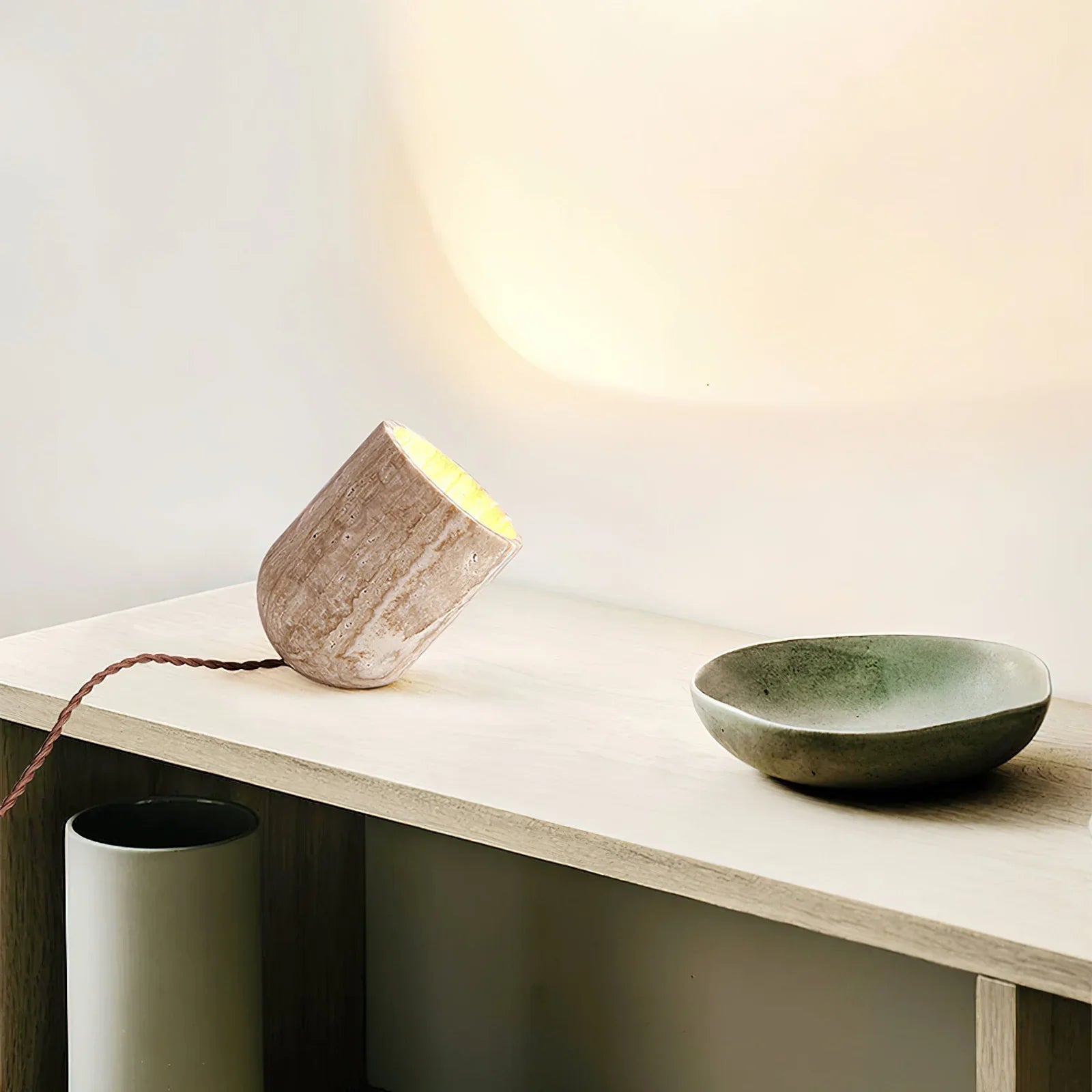 Cylinder Amidori Travertine Table Lamp