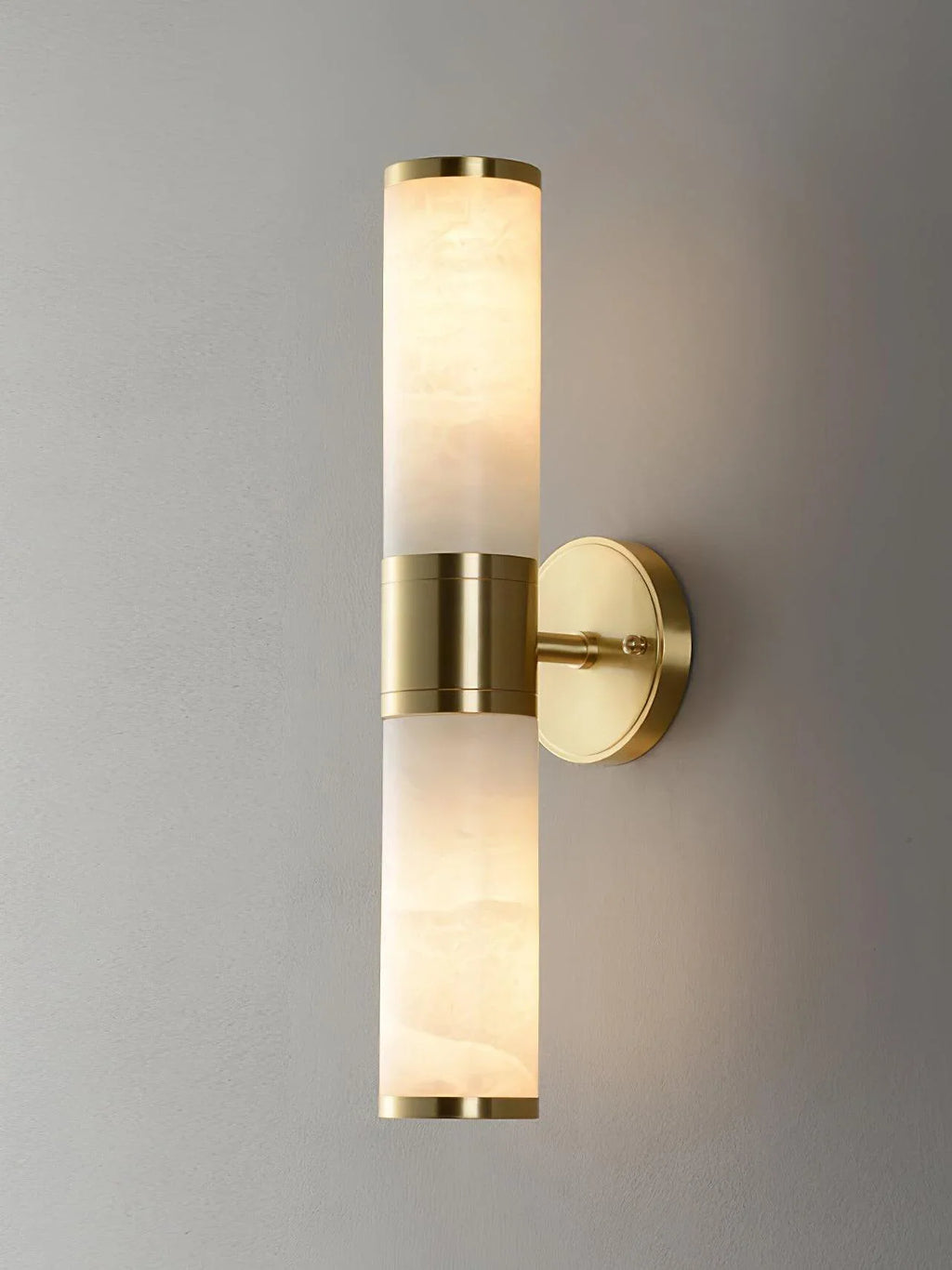 Cylindrical Lampatron Alabaster Wall Lamp
