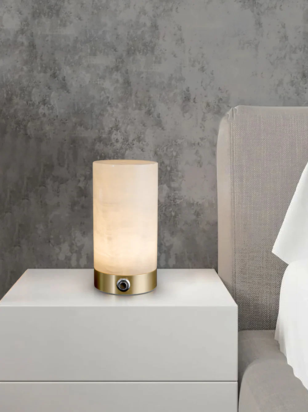 Cylindrical Totem Alabaster Table Lamp