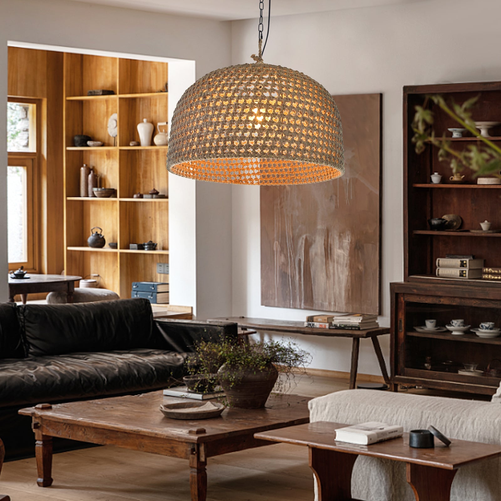Japanese Wabi-sabi Restaurant Rope Pendant Light
