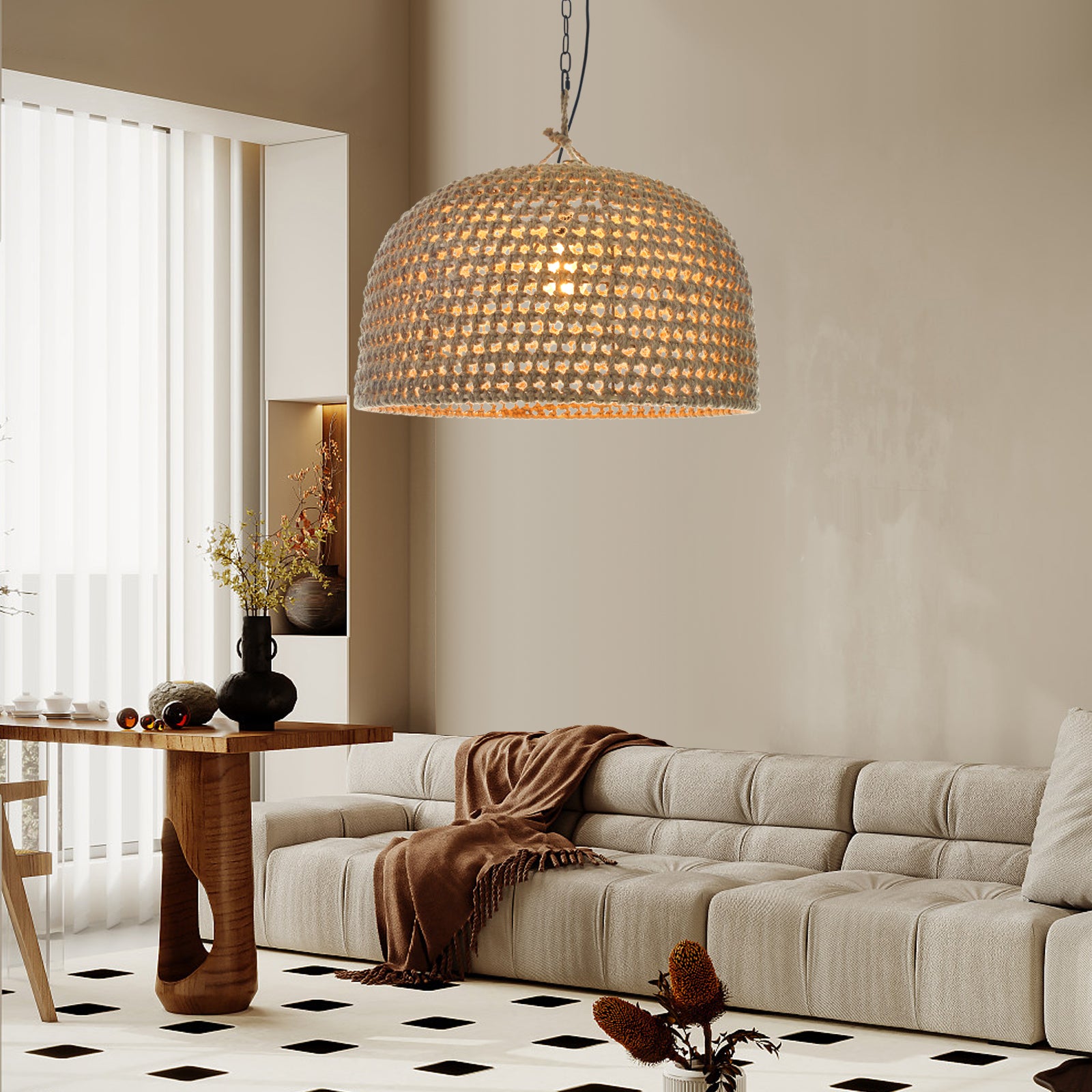 Japanese Wabi-sabi Restaurant Rope Pendant Light