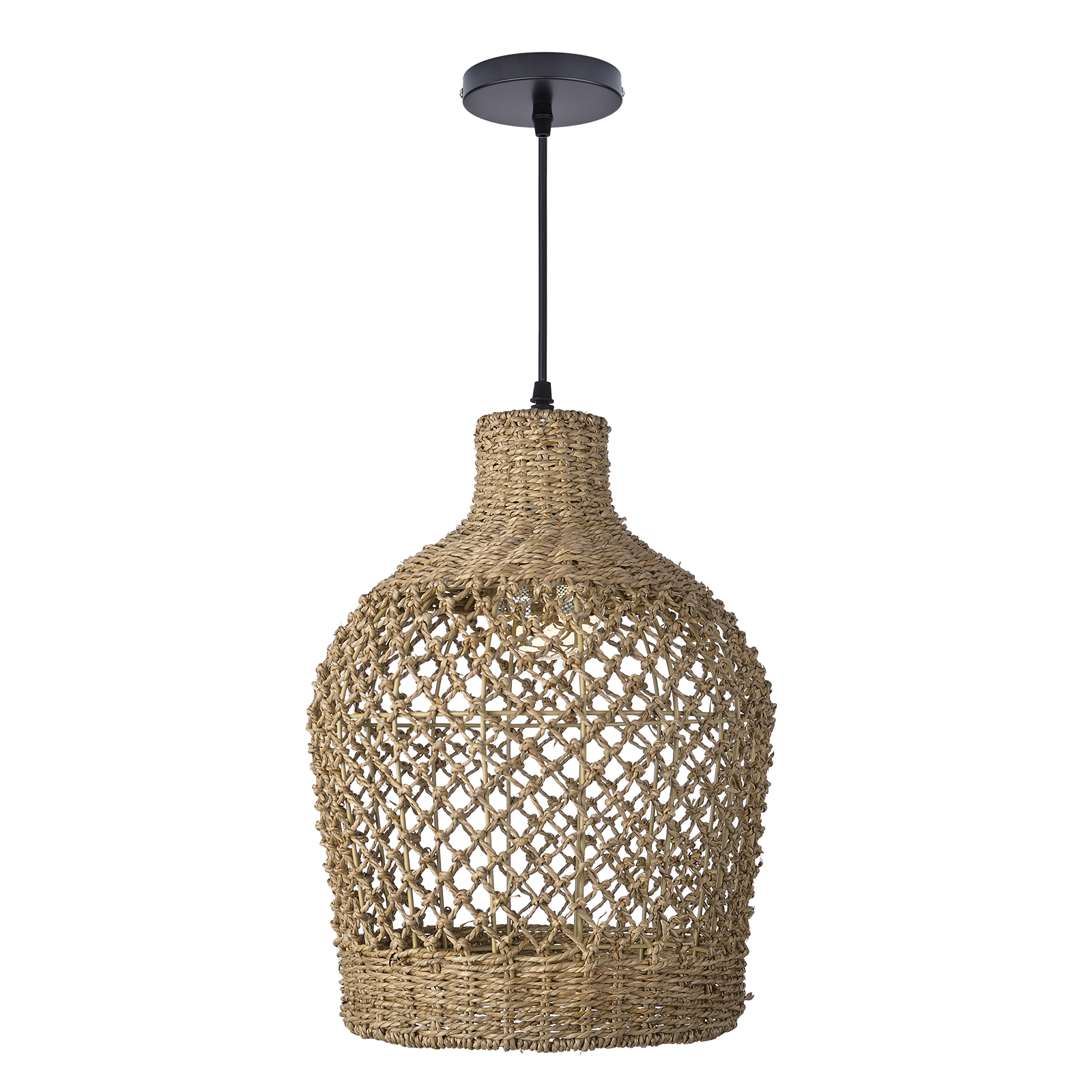 Bohemian style Straw rope hollow pendant light