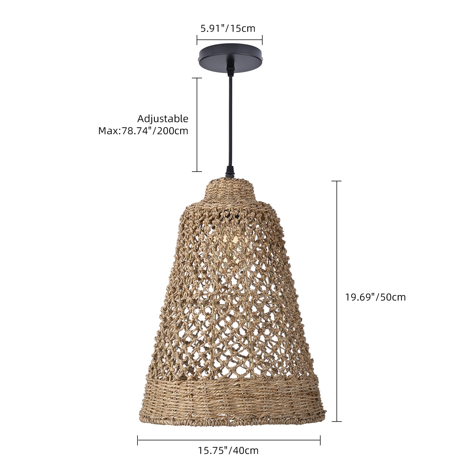 Hand-woven hollow dining room straw rope pendant light
