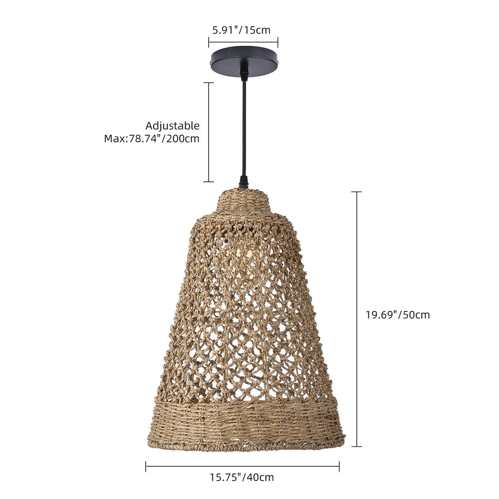 Hand-woven hollow dining room straw rope pendant light