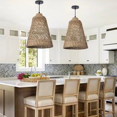 Hand-woven hollow dining room straw rope pendant light