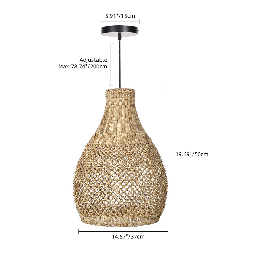 Kettle Style Hemp Rope Braided Handmade Pendant Light