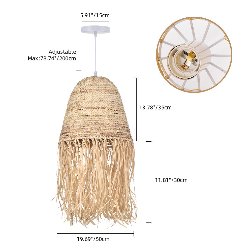 Pastoral style creative raffia straw hanging light shade