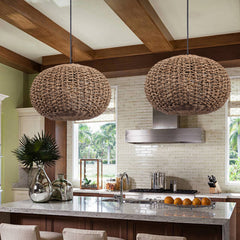 Vintage straw pendant light