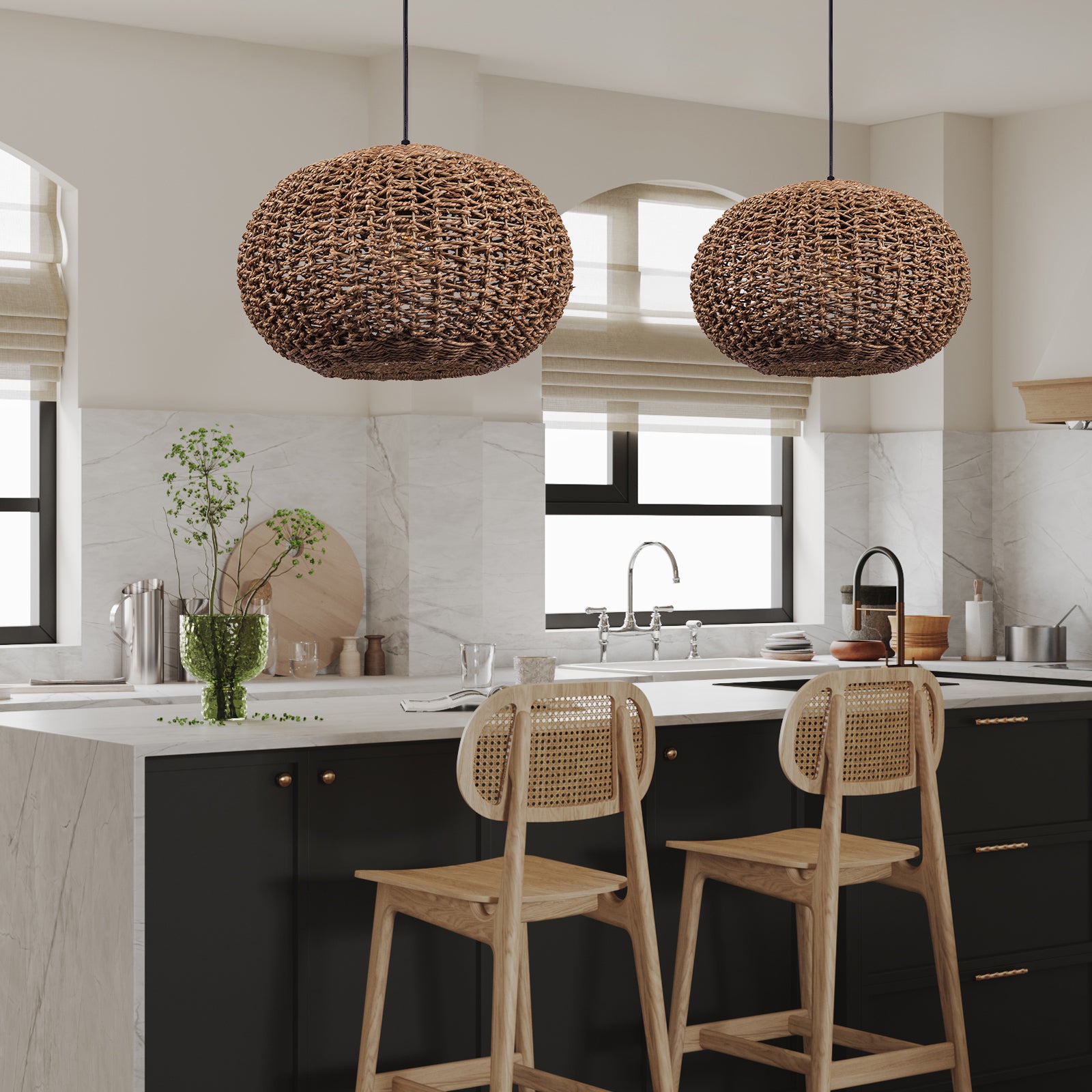 Vintage straw pendant light