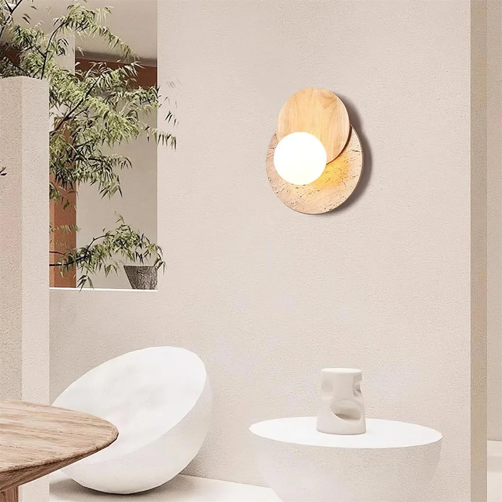 Lunar Eclipse Travertine Wall Lamp